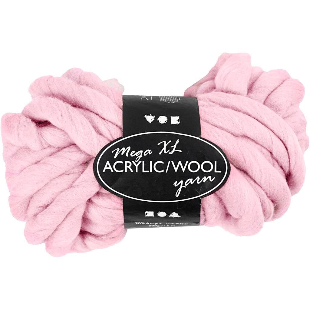 XL Akrylgarn med uld - 300 gram, Rosa