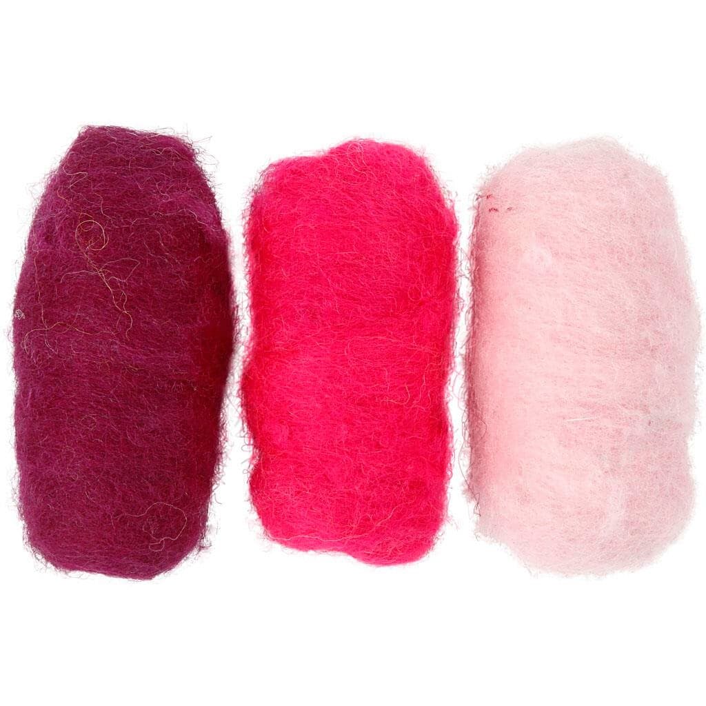 Kartet uld, lilla/pink harmoni, 3x10 g
