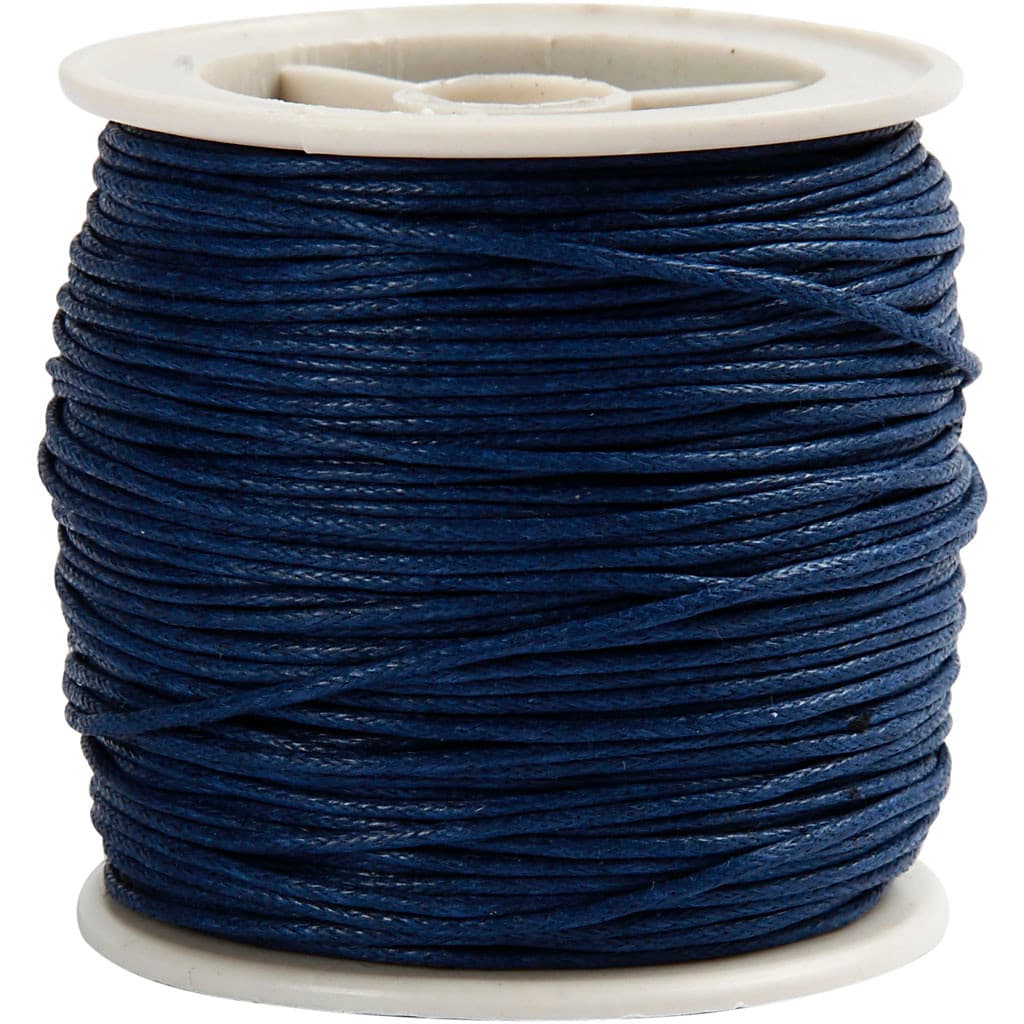 Bomuldssnøre, 1 mm, blå, 40 m