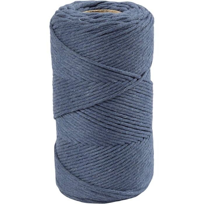 Macramé snor, L: 198 m, diam. 2 mm, blå, 330 g/ 1