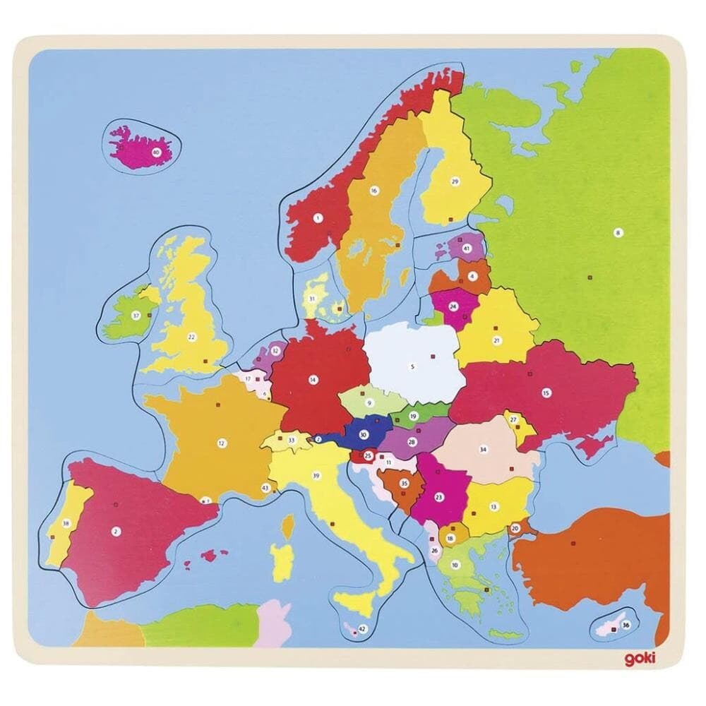 Puslespil, Europa, træ, 38 brikker