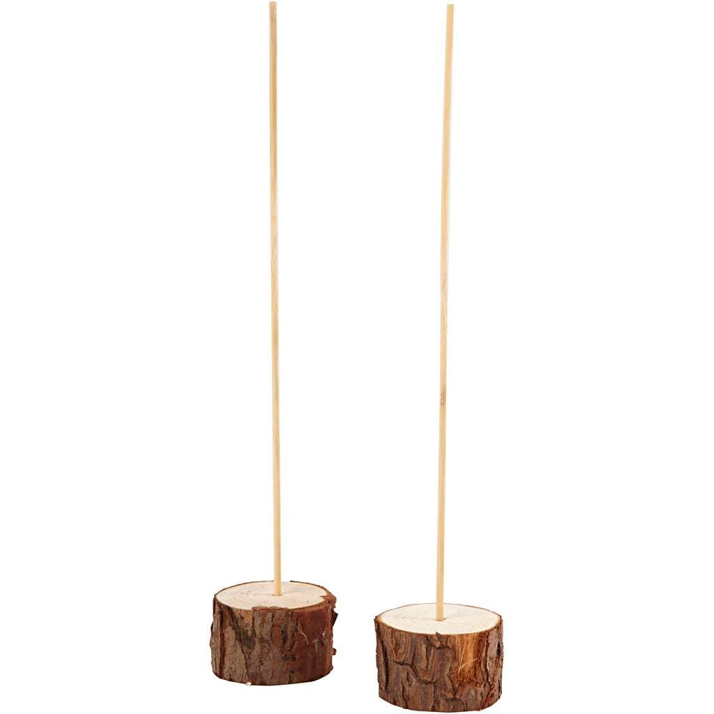 Træfødder med tilhørende pinde, diam. 5 cm, H: 3 cm