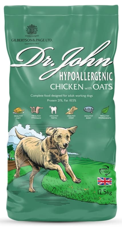12,5 kg Dr. John Hypoallergenic Chicken - hvedefrit foder med kylling