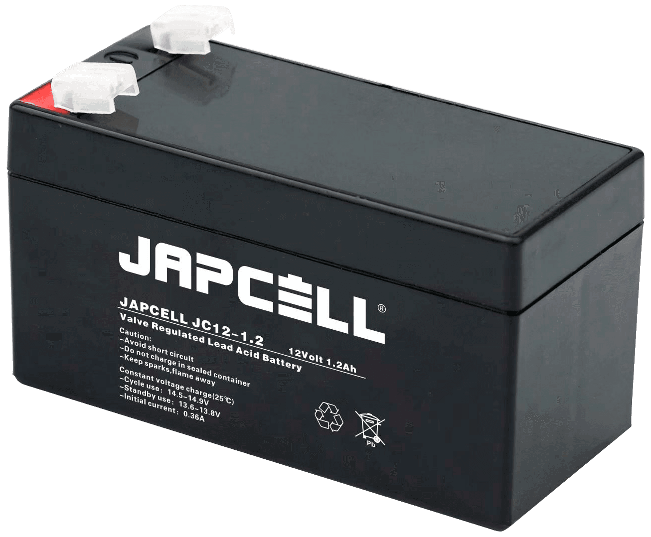 Japcell blybatteri JC12-1.2 AGM, 12V/1,2Ah