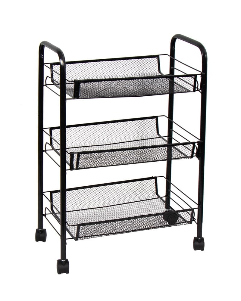 Rullevogn med 3 aftagelige kurve - 64x45x26 cm - Sort metalvogn på hjul