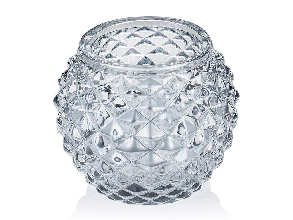 Lysestage Rund Ø7,5cm H:6cm Glas Røg Grå