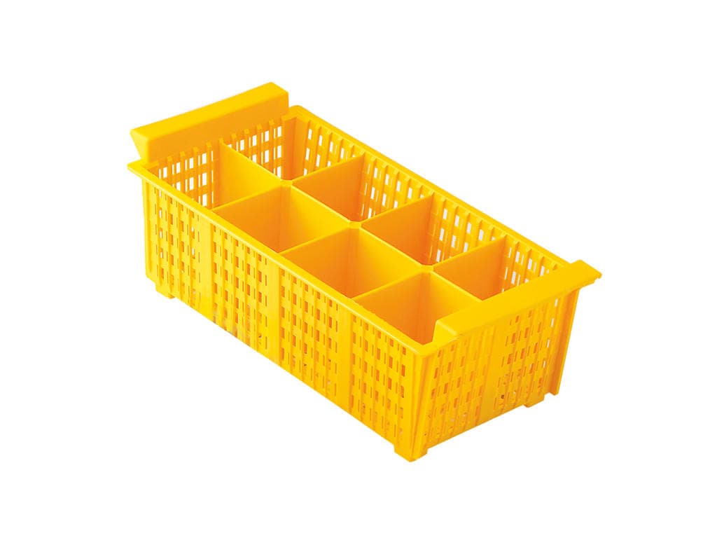 Bestikkurv 8 rum gul 43x21x15 cm