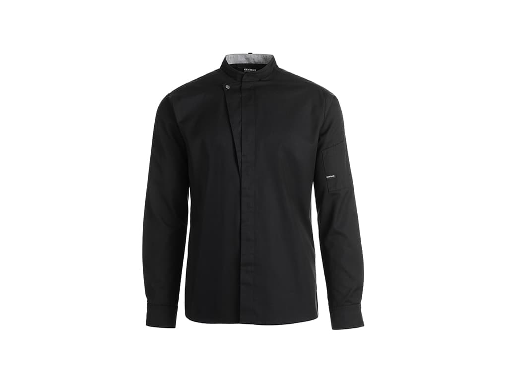 Kokkejakke sort m/trykknap Unisex XXL