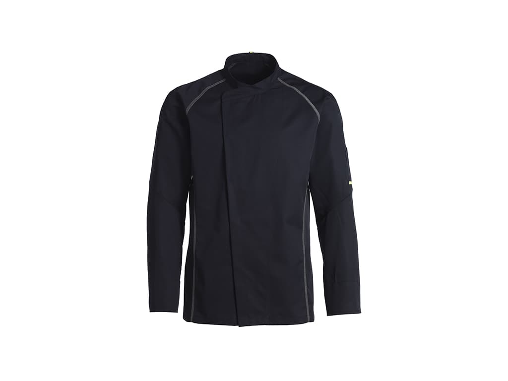 Kokkejakke sort m/grå flatlock XXXL
