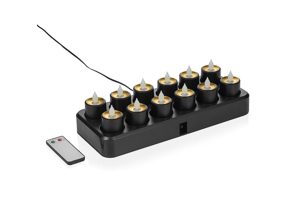 Fyrfadslys LED 12stk. Lader/Fjernbetjening