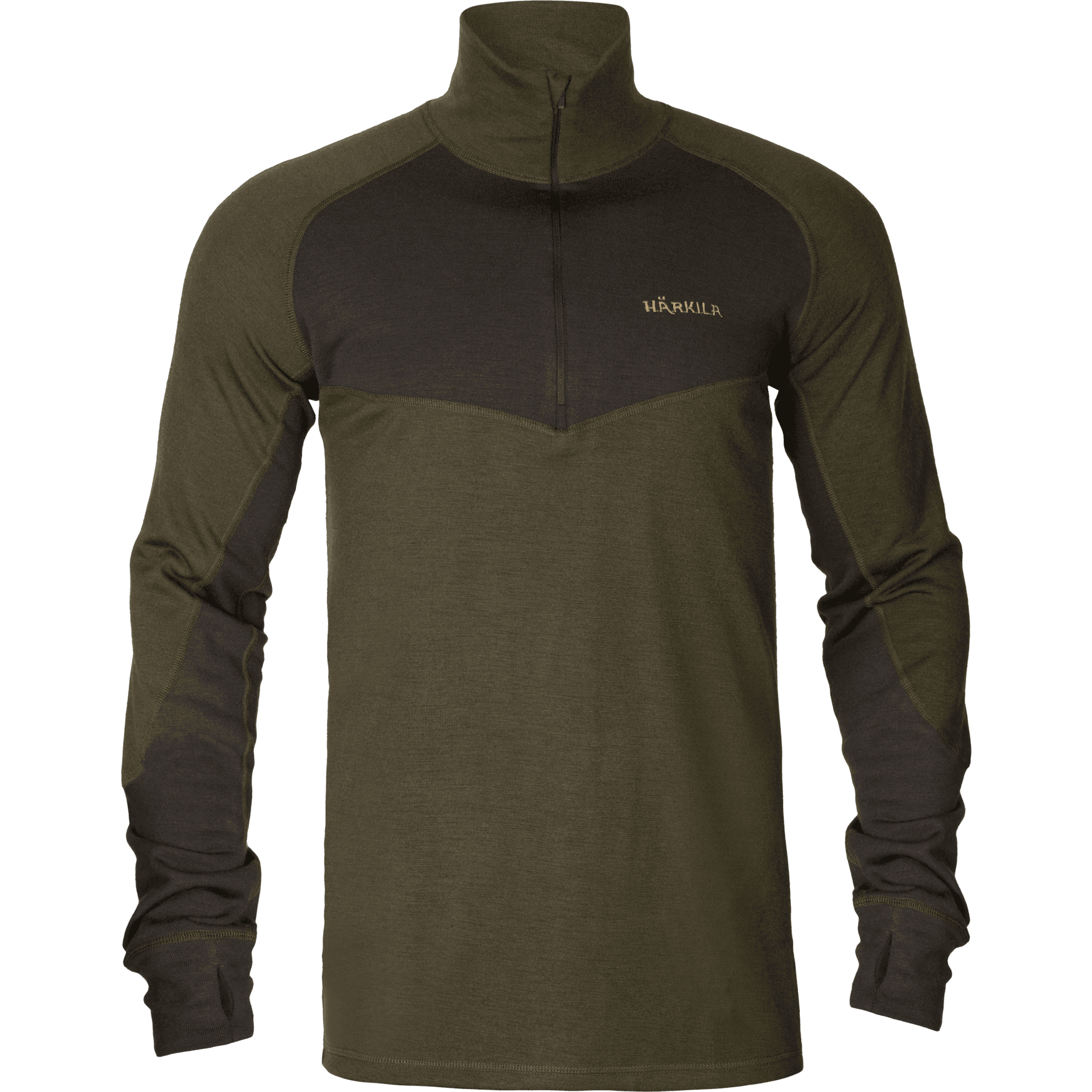 Härkila Base Warm zip neck Willow green/Shadow brown L