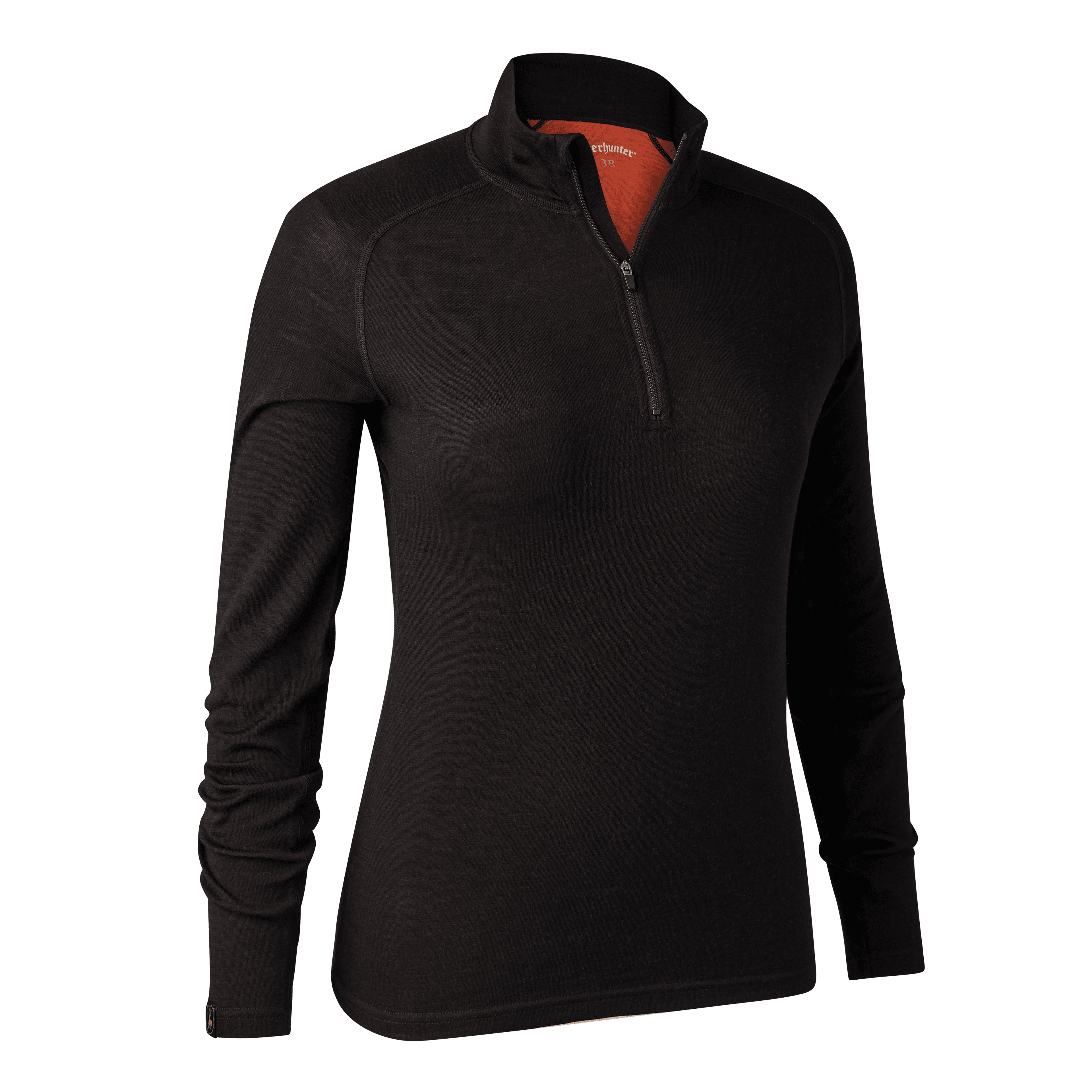 Deerhunter Lady Quinn merinoundertrøje med halv lynlås Black Oak 34