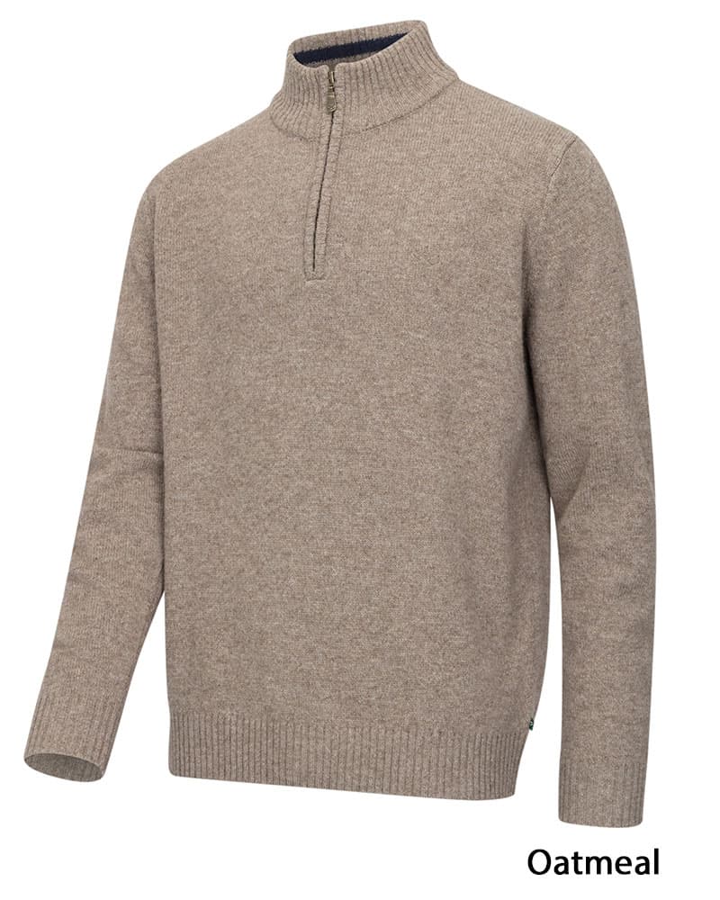 Hoggs Of Fife Lothian II 1/4 Zip Pullover-Oatmeal Marl-XL
