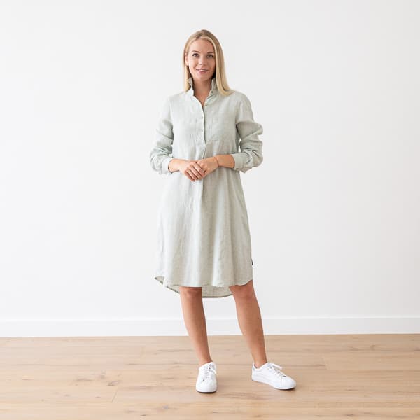 Hørkjole, Moss Green Melange, Camilla