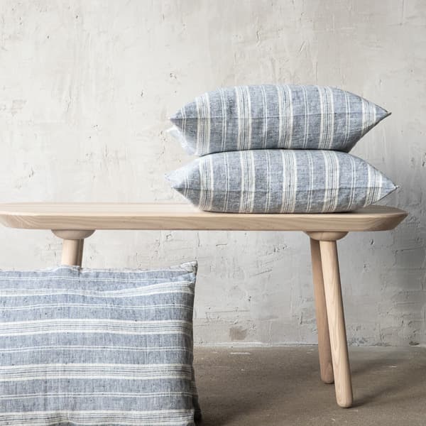 Pudebetræk i hør, indigo, multistripe