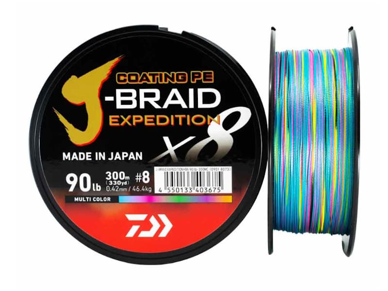 Daiwa J-Braid X8 Expedition-0,18mm-Multi Color-300m