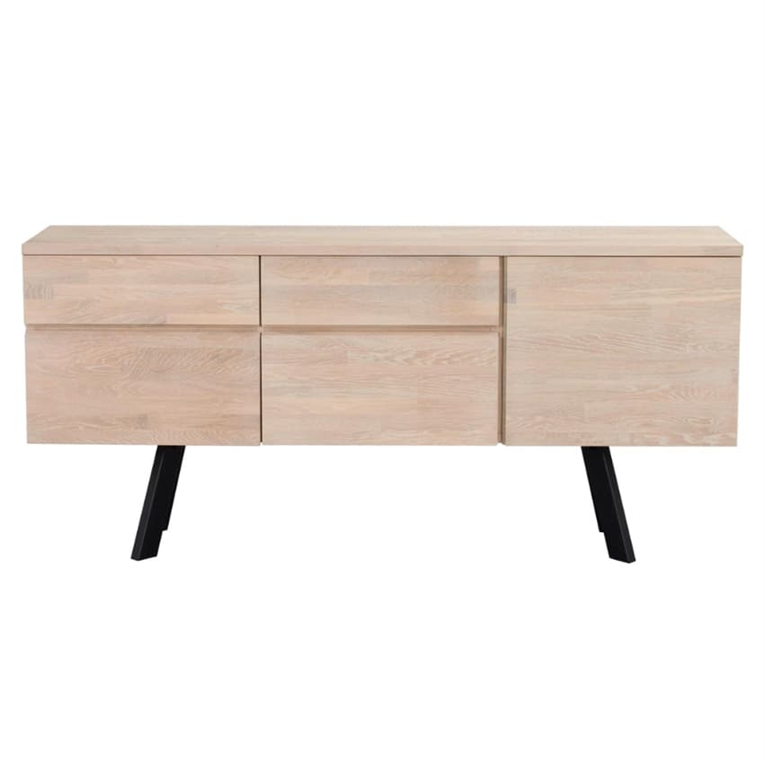 Rowico Home Fred Skænk m. Sort Ben â" Hvidpigmenteret Egetræ 170 cm x 79 cm x 42 cm | Møbelsalg.dk