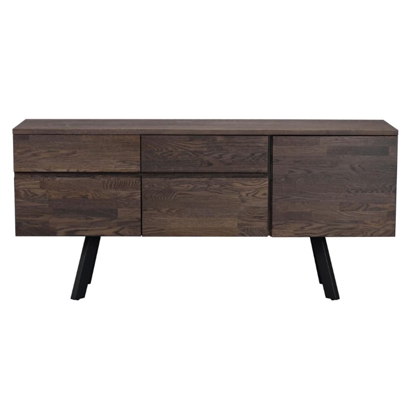 Rowico Home Fred Skænk m. Sort Ben â" Mørkebrun Egetræ 170 cm x 79 cm x 42 cm | Møbelsalg.dk