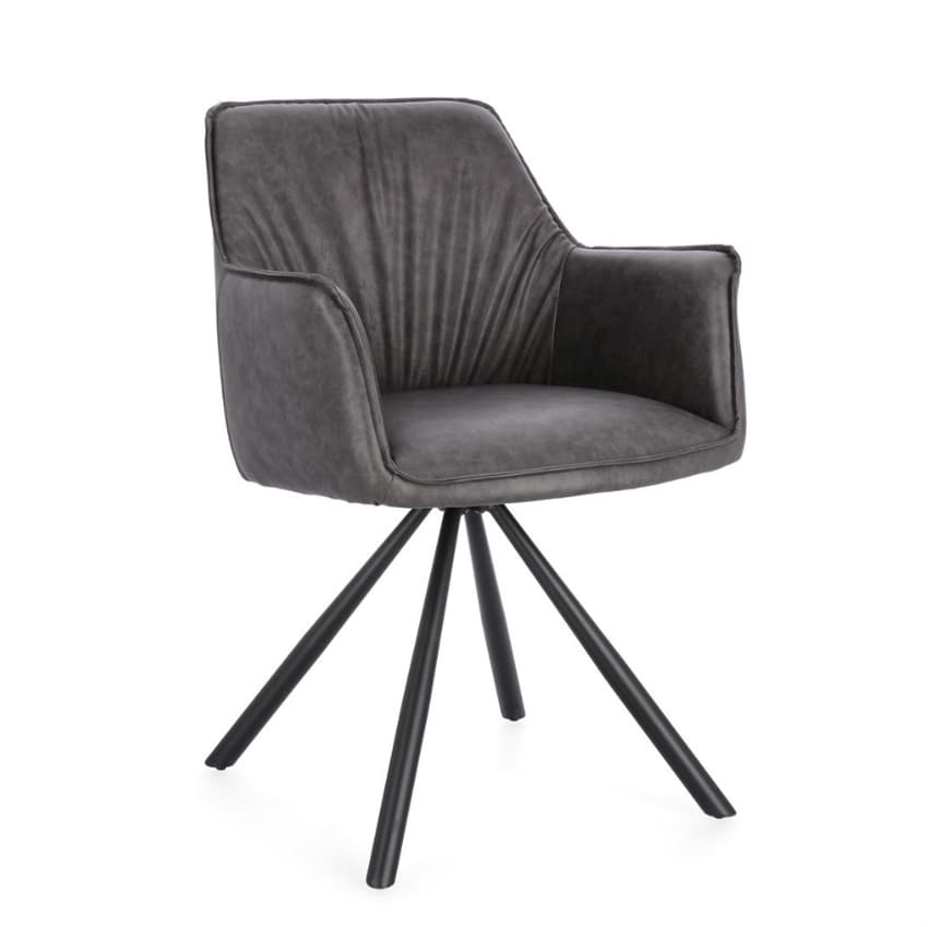 Scandinavian Living Cortado mørkegrå spisebordsstol - 180° drej, stålben, PVC | Møbelsalg.dk