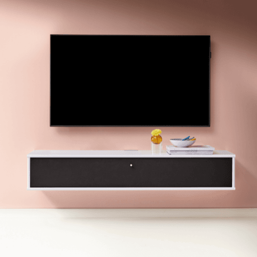 Mistral AV TV Møbel - Hvid m. sort front 133 cm x 23 cm x 32.5 cm | Møbelsalg.dk