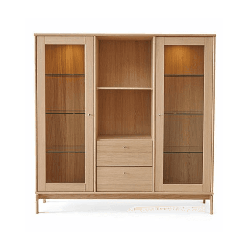 Mistral vitrineskab - Hvidpigmenteret eg 133 cm x 134.5 cm x 42 cm | Møbelsalg.dk
