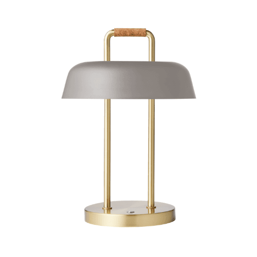 Light by Hammel - Heim opladelig lampe - Base i messing m. grå lampeskærm | Møbelsalg.dk