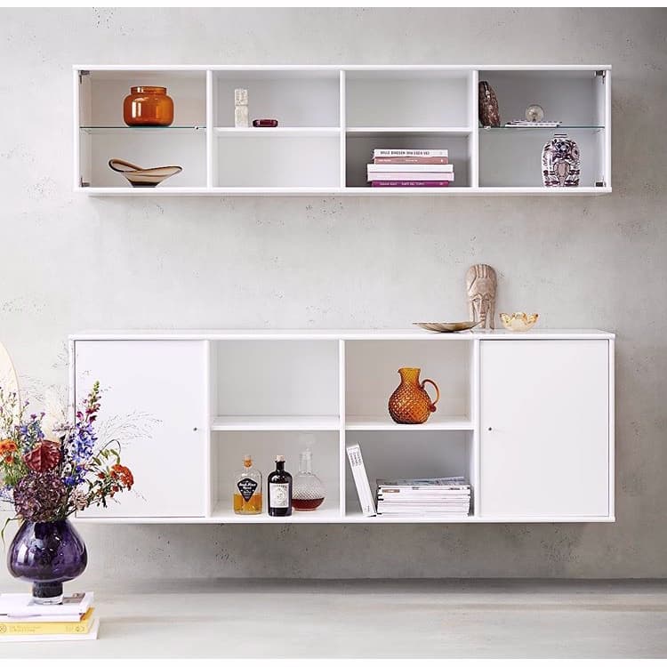 Mistral snehvid opstilling - Vitrineskab m. skænk 177 cm x 61 cm x 42 cm | Møbelsalg.dk