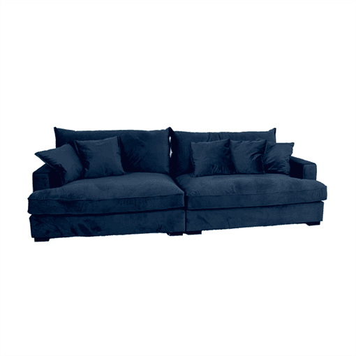 Chelsey Flydersofa - 3 personers sofa blå velour Scandinavian Living - 112 cm x 82 cm x 79 cm | Møbelsalg.dk