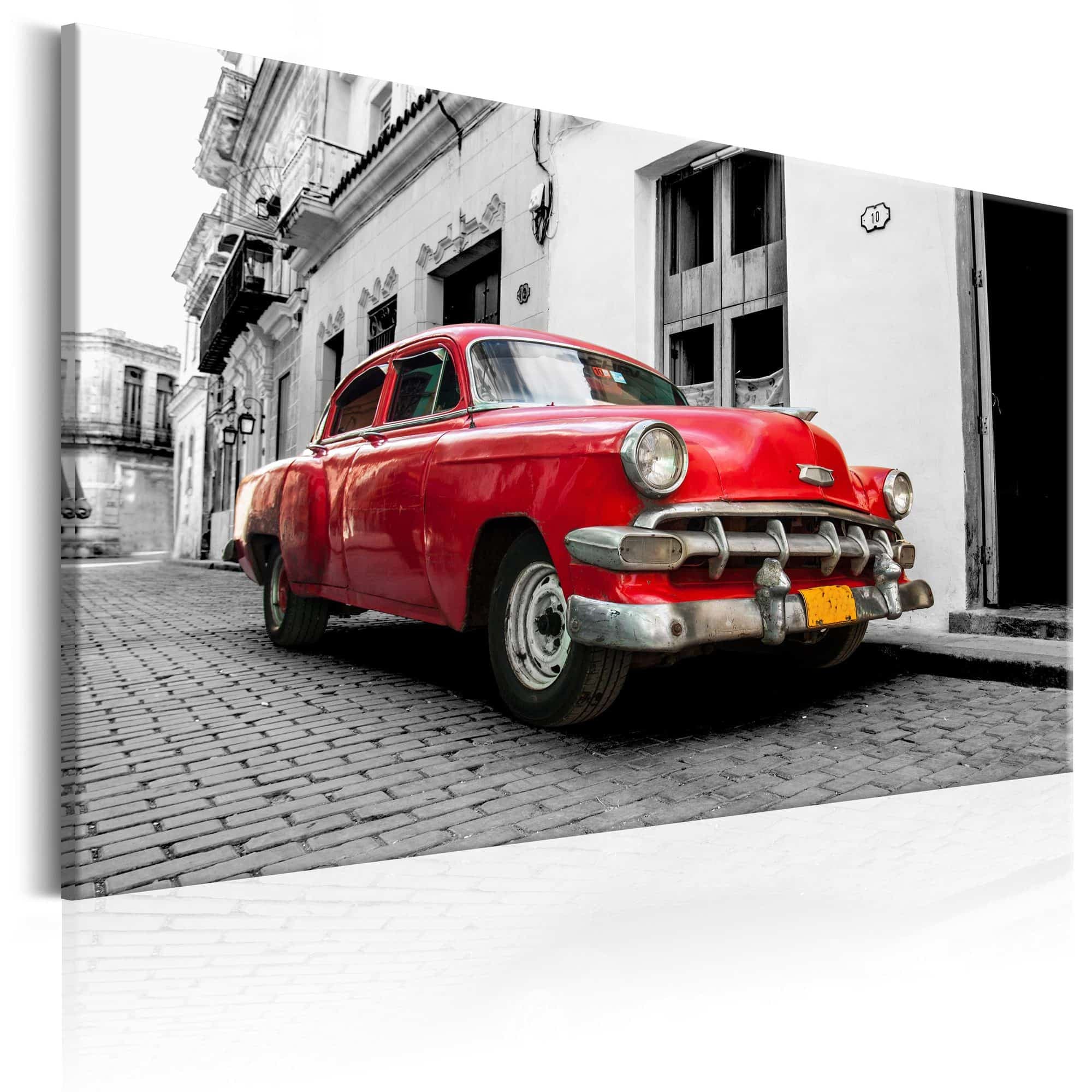 Lærredstryk Cuban Classic Car (Red)