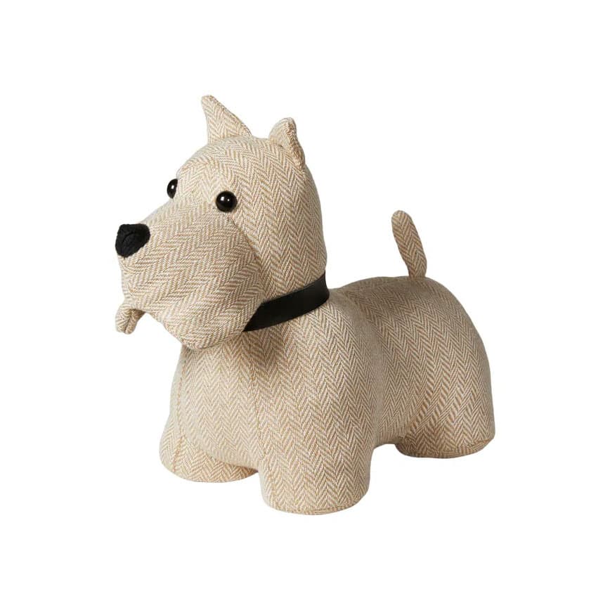 Dørstopper hund  lyst stof  h20cm  254203