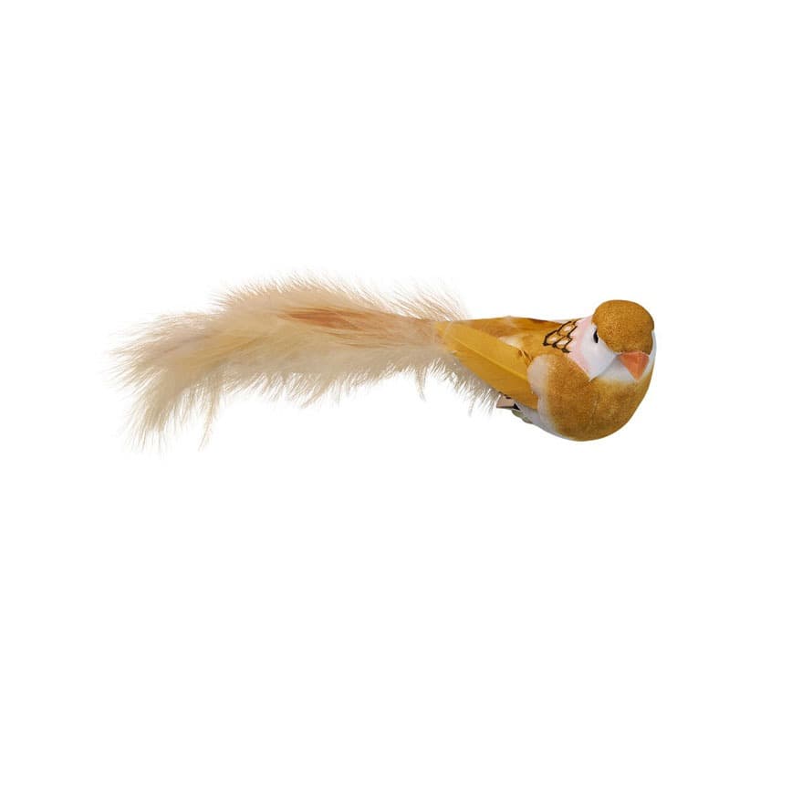 Fugl med klips gul  13cm