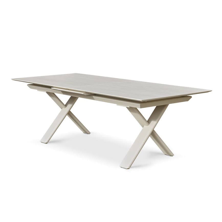 Victor udtrækshavebord   beige keramik /beige alu  240(300)x100cm
