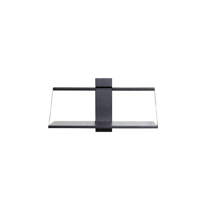 Shelf wood wall  large   sort  60x25x32cm