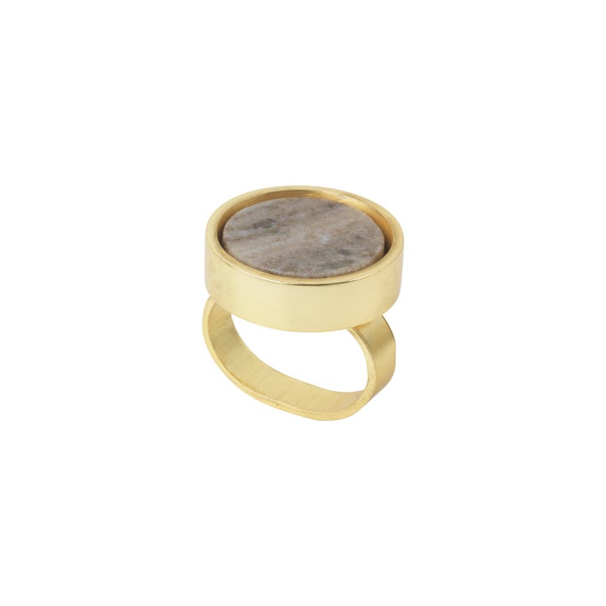 SERVIETRING BEIGE MARMOR GULD METAL