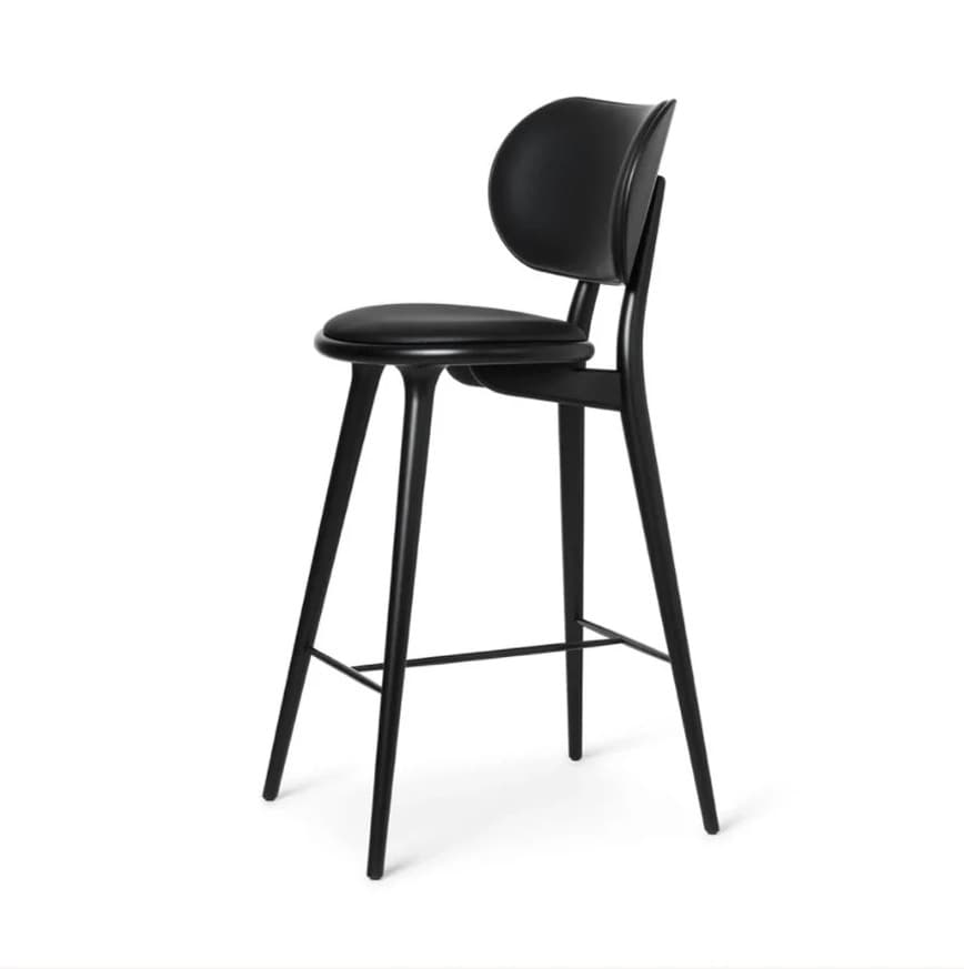 HIGH STOOL BACKREST 69CM.    SORT BØG/SORT LÆDER