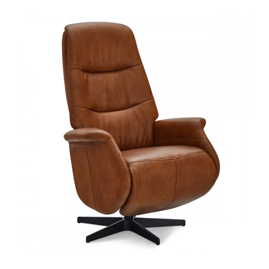 Delta recliner stol   cognac læder     sort stel