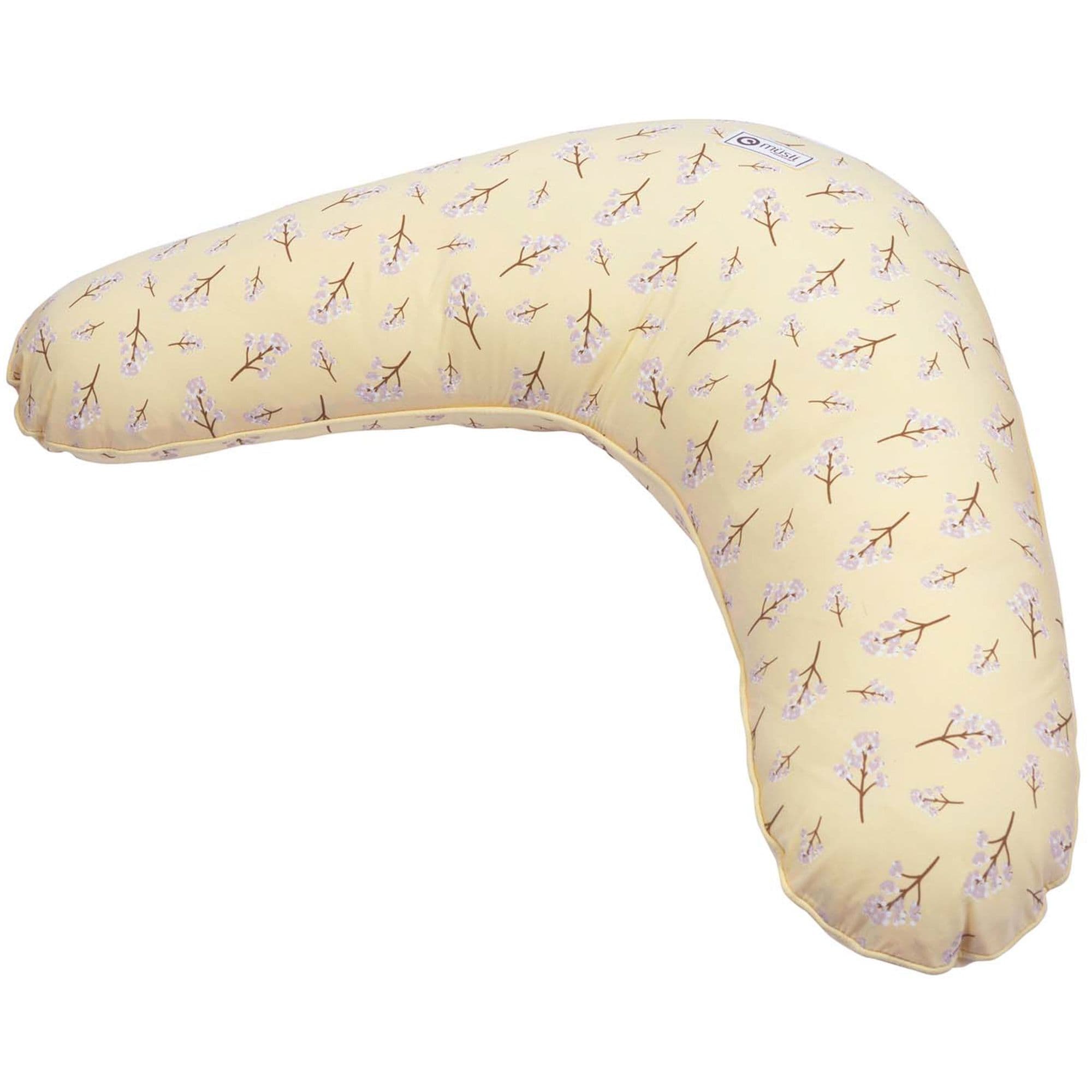Ammepude - Müsli - 75x35 cm - Økologisk bomuld - Calm Yellow - Print med små blomstergrene