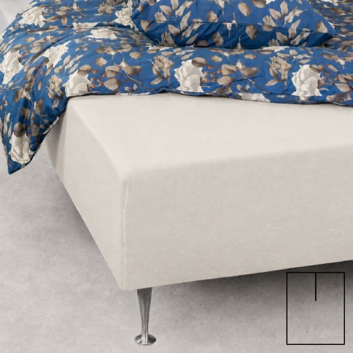 Splitlagen - U-split - 160x200 cm - Off White - 100% Bomuld jersey lagen - Stræklagen til elevationsseng