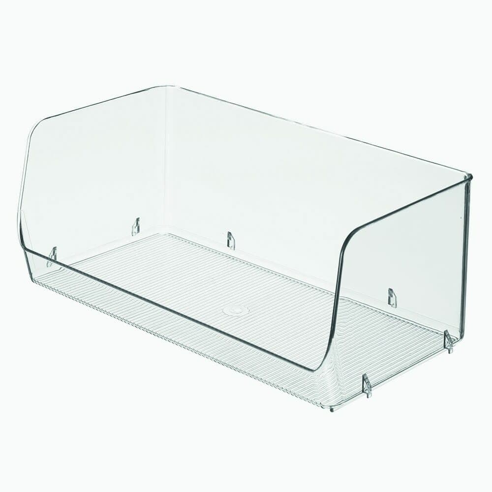 Stabelbar åbenfront kasse (2 størrelser) Transparent Plast 30,5cm x 13,3cm x 16cm - Transparent - 30,5cm x 13,3cm x 16cm - Ella