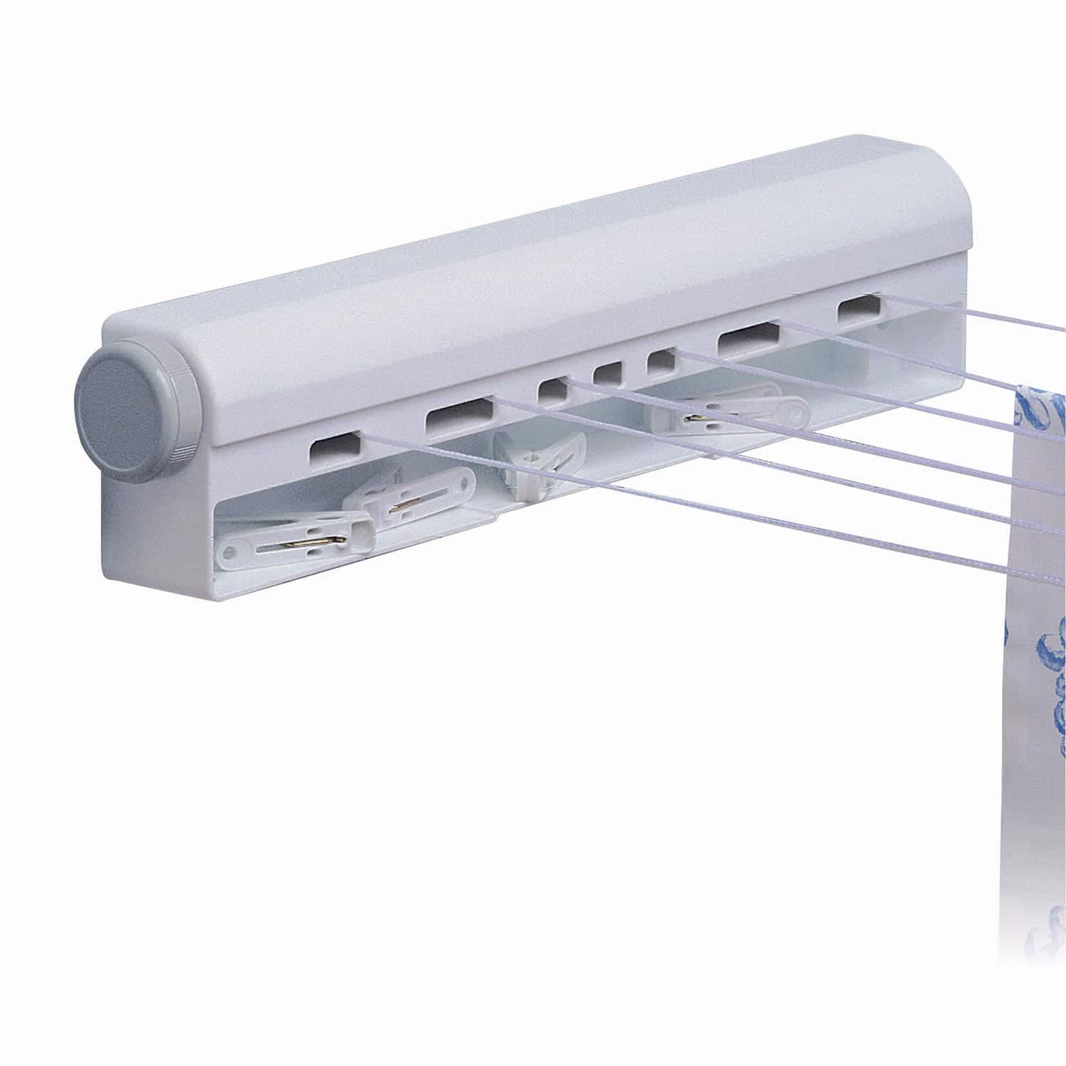 Tøjsnor med udtræk til vægmontering (2 størrelser) Hvid Rektangulær Plast 44cm x 6cm x 9,5cm - Hvid - 44cm x 6cm x 9,5cm - Charlotte