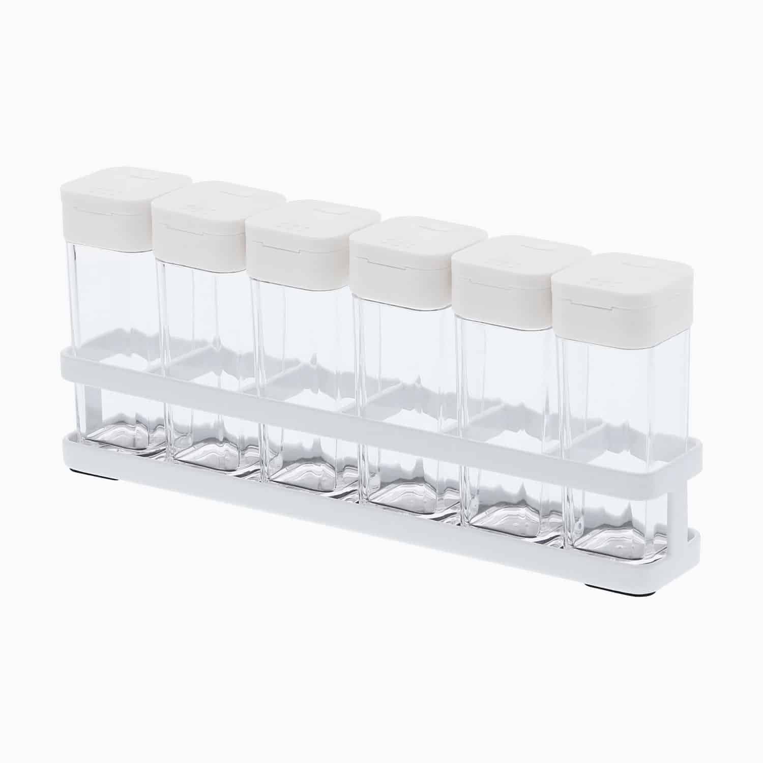 Alice - Yamazaki Krydderiglas (6 stk.) med holder - Hvid - 23,5cm x 4cm x 10cm - Alice