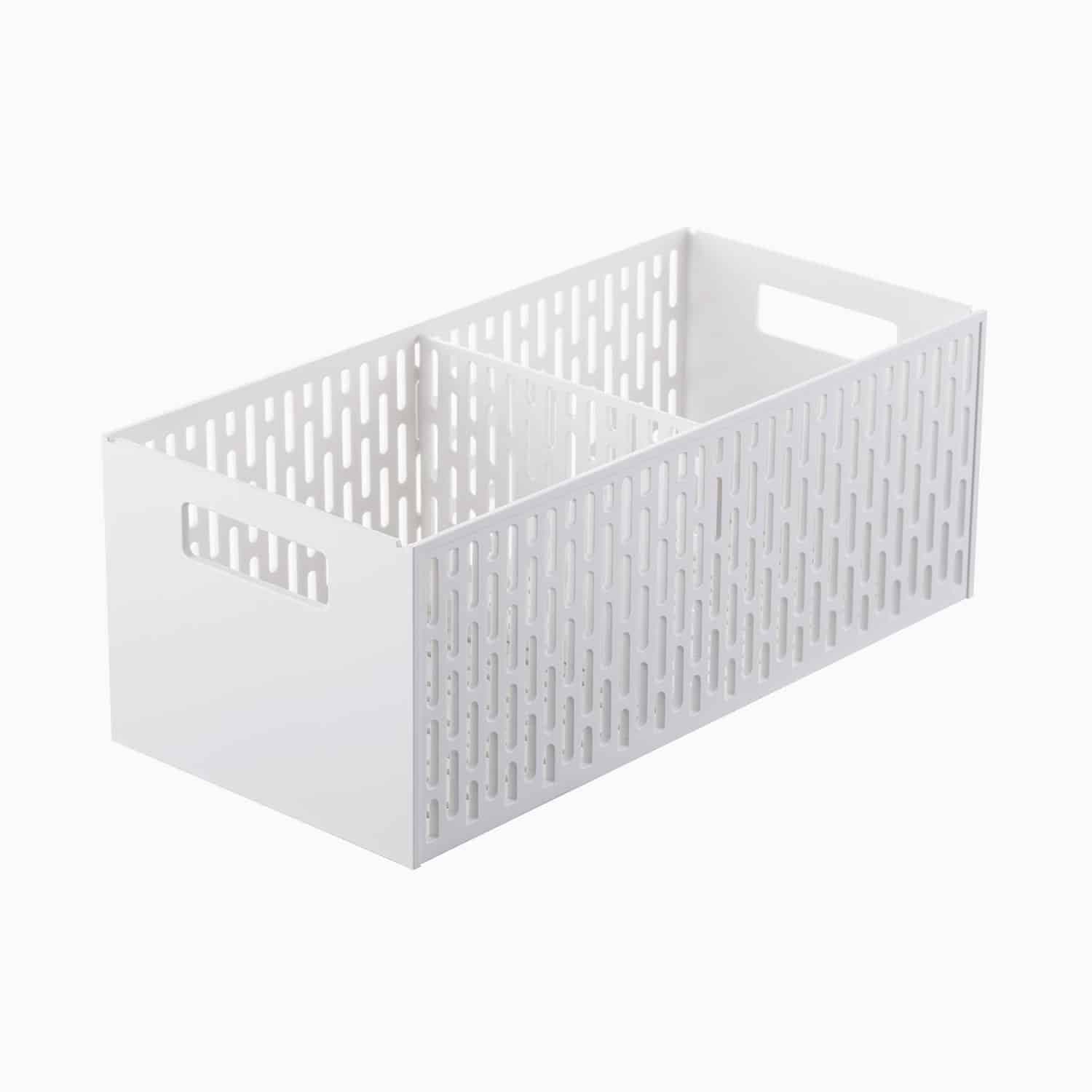 Yamazaki Stabelbar grøntsagskasse med inddeler - Hvid - 15,3cm x 32cm x 12,2cm - Hera