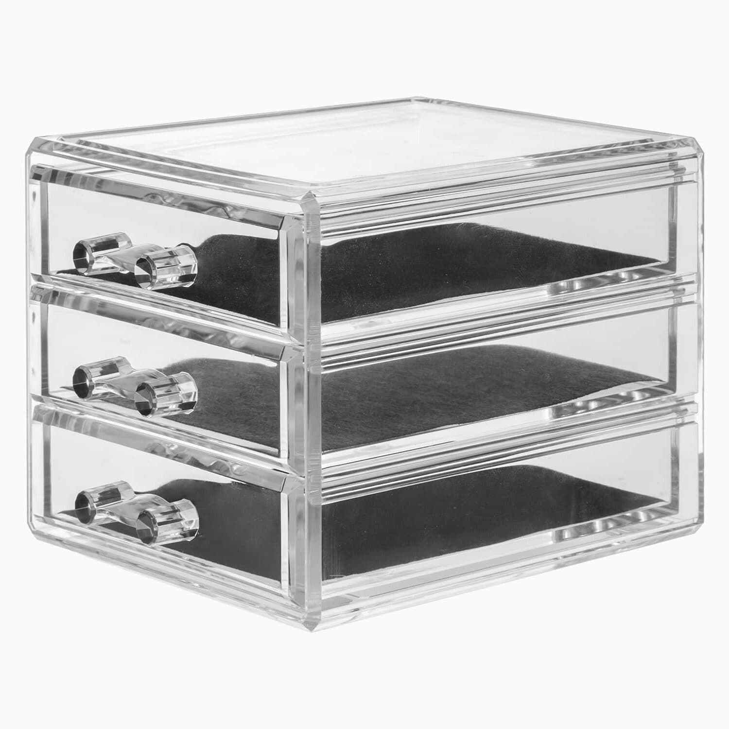 Makeupopbevaring med skuffer (2 varianter) Transparent Rektangulær Plast 119cm-x-15cm-x-105cm - Transparent - 119cm-x-15cm-x-105cm - Agnete