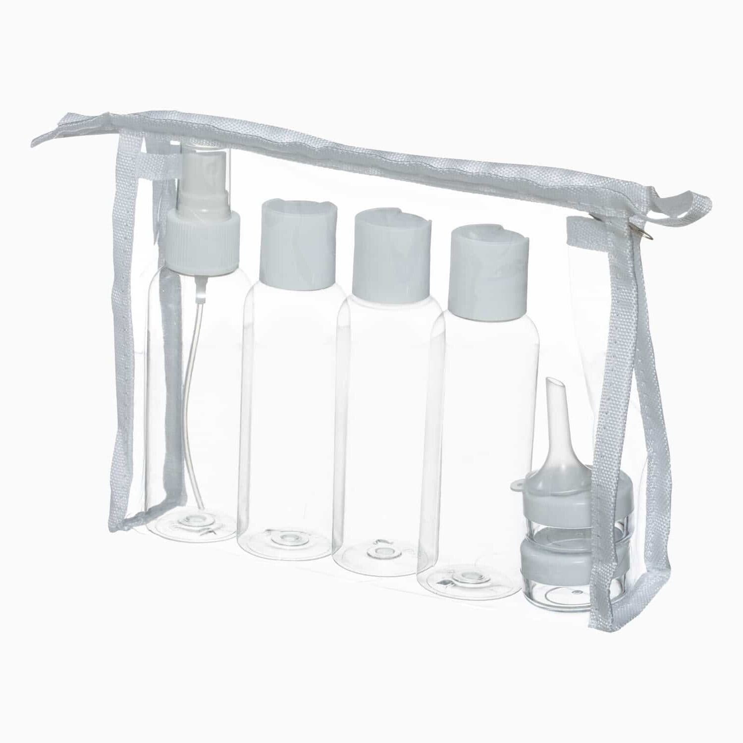 Rejseflasker med taske - Transparent - 27cm x 16cm x 4cm - Kirstine
