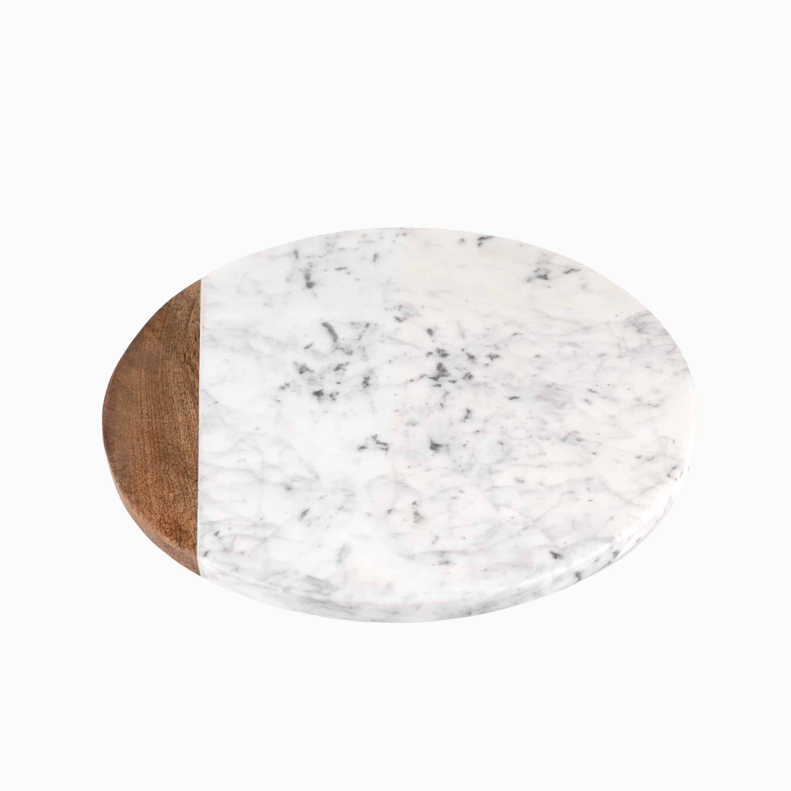 Drejefad i marmor (2 farver) Hvid Rund Natur 30cm x 3,8cm x 30cm - Hvid - 30cm x 3,8cm x 30cm - Irina