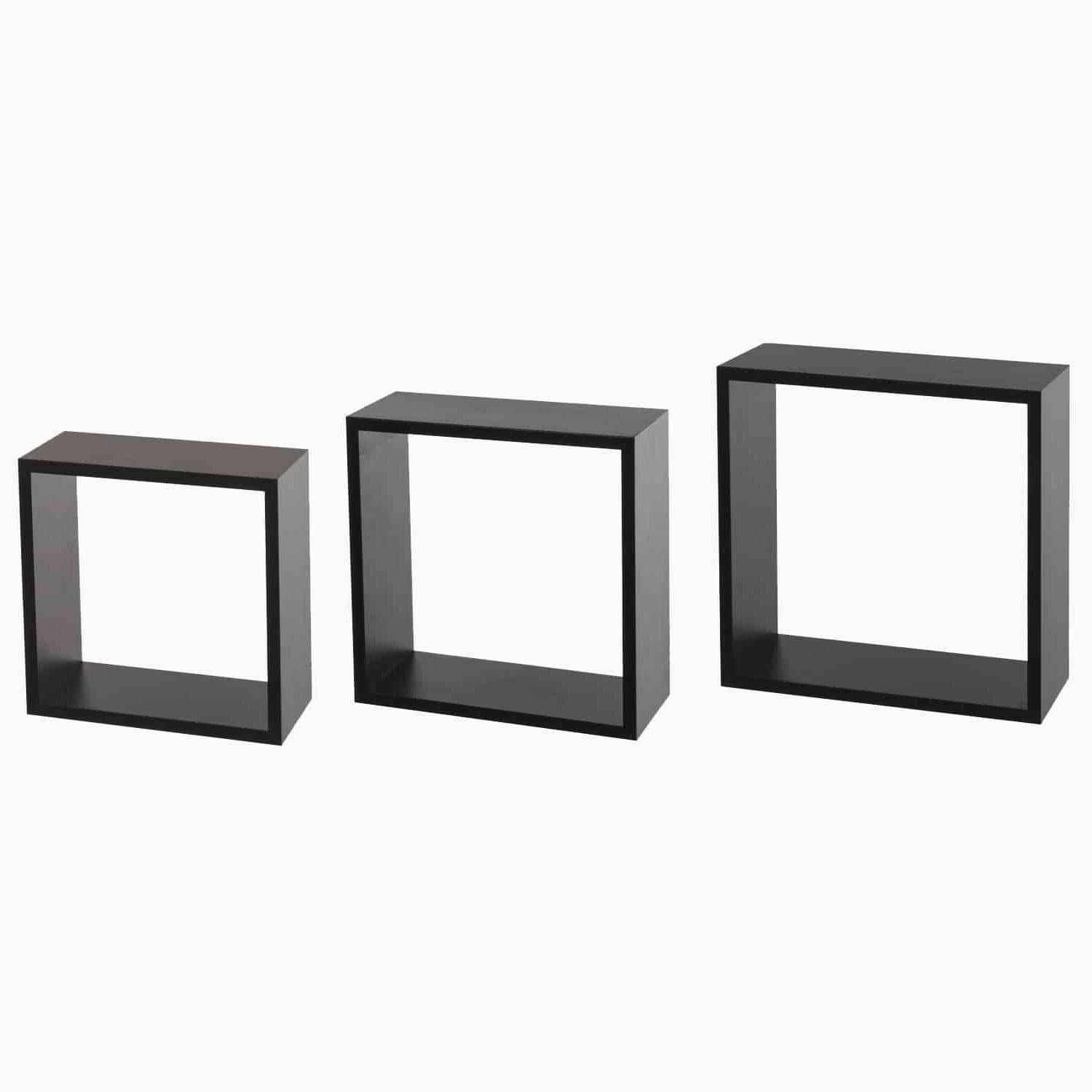 Bogkasser (sæt med 3 stk.) Sort Kvadratisk Træ 30cm x 12cm x 30cm - Sort - 30cm x 12cm x 30cm - Beate