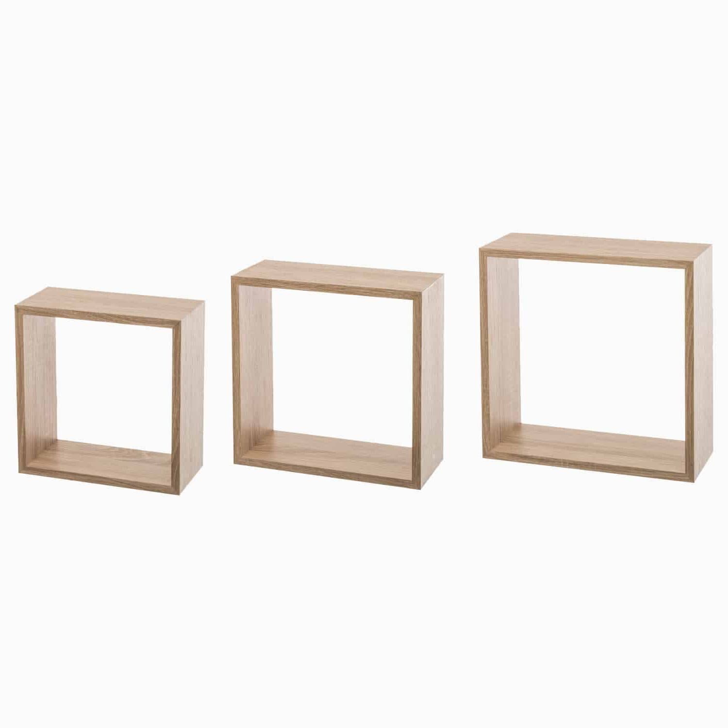 Bogkasser (sæt med 3 stk.) Natur Kvadratisk Træ 30cm x 12cm x 30cm - Natur - 30cm x 12cm x 30cm - Beate