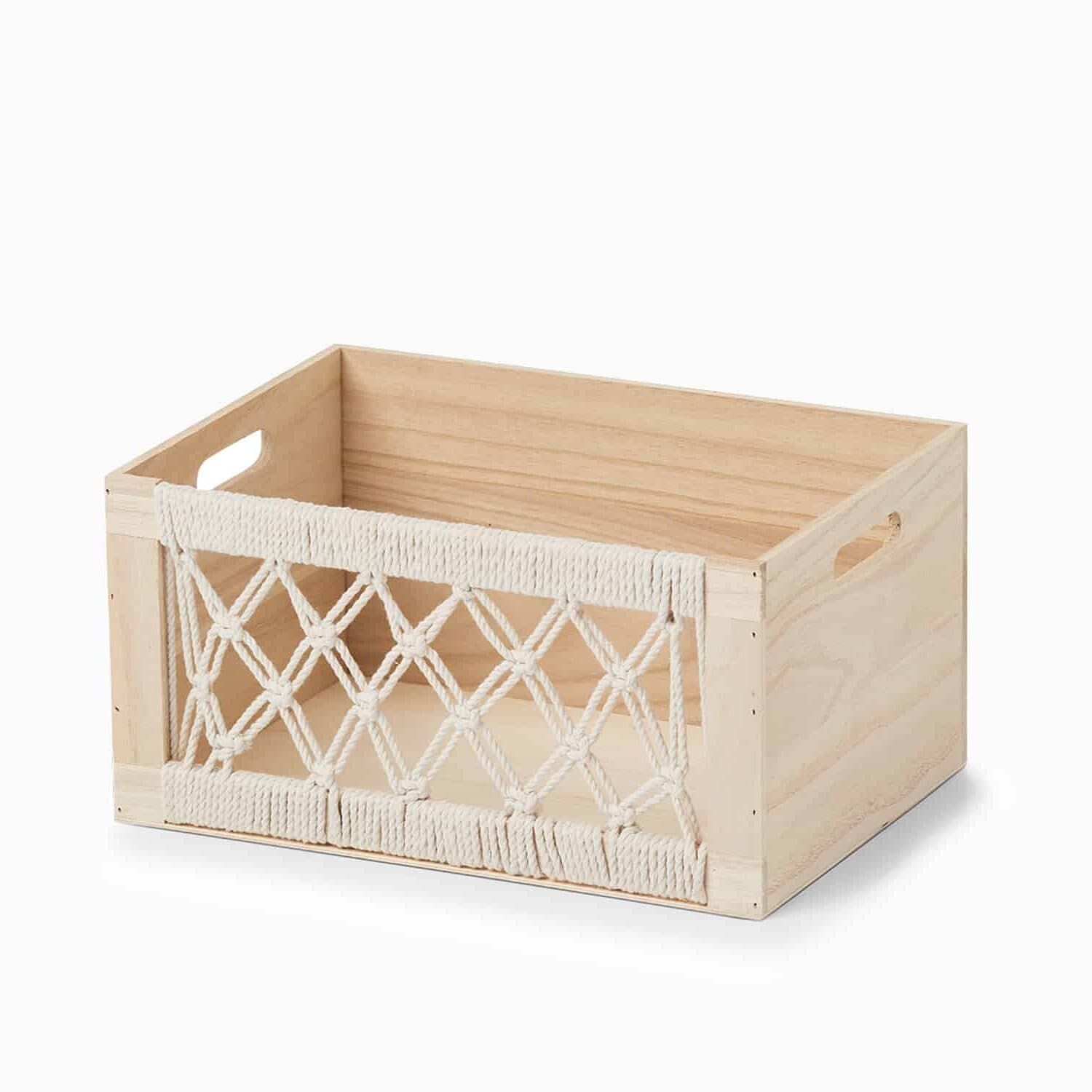 Opbevaringskasse i træ Natur Rektangulær Træ 35cm x 25cm x 18cm - Natur - 35cm x 25cm x 18cm - Patricia