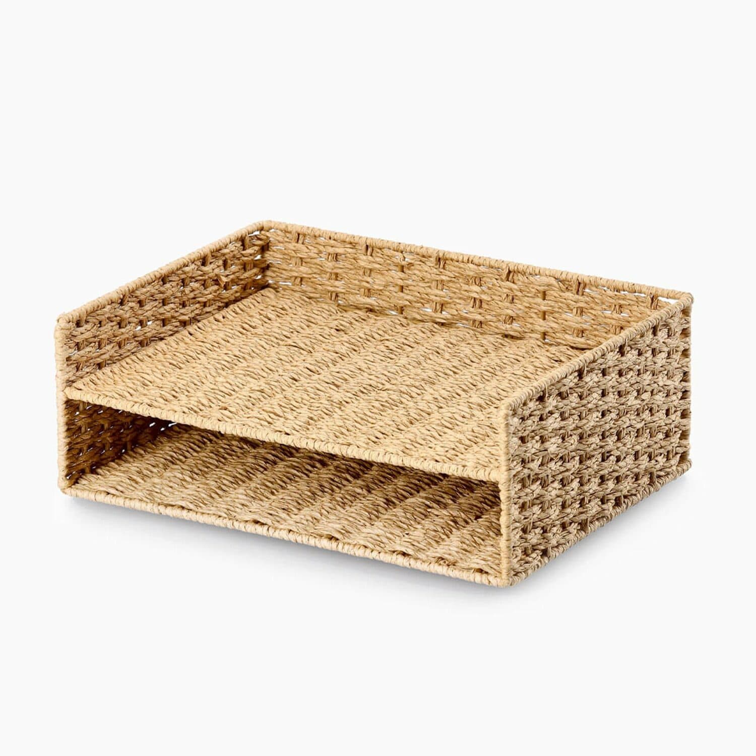 Brevbakke af flettet papir - Beige - 24cm x 32cm x 11,5cm - Yin