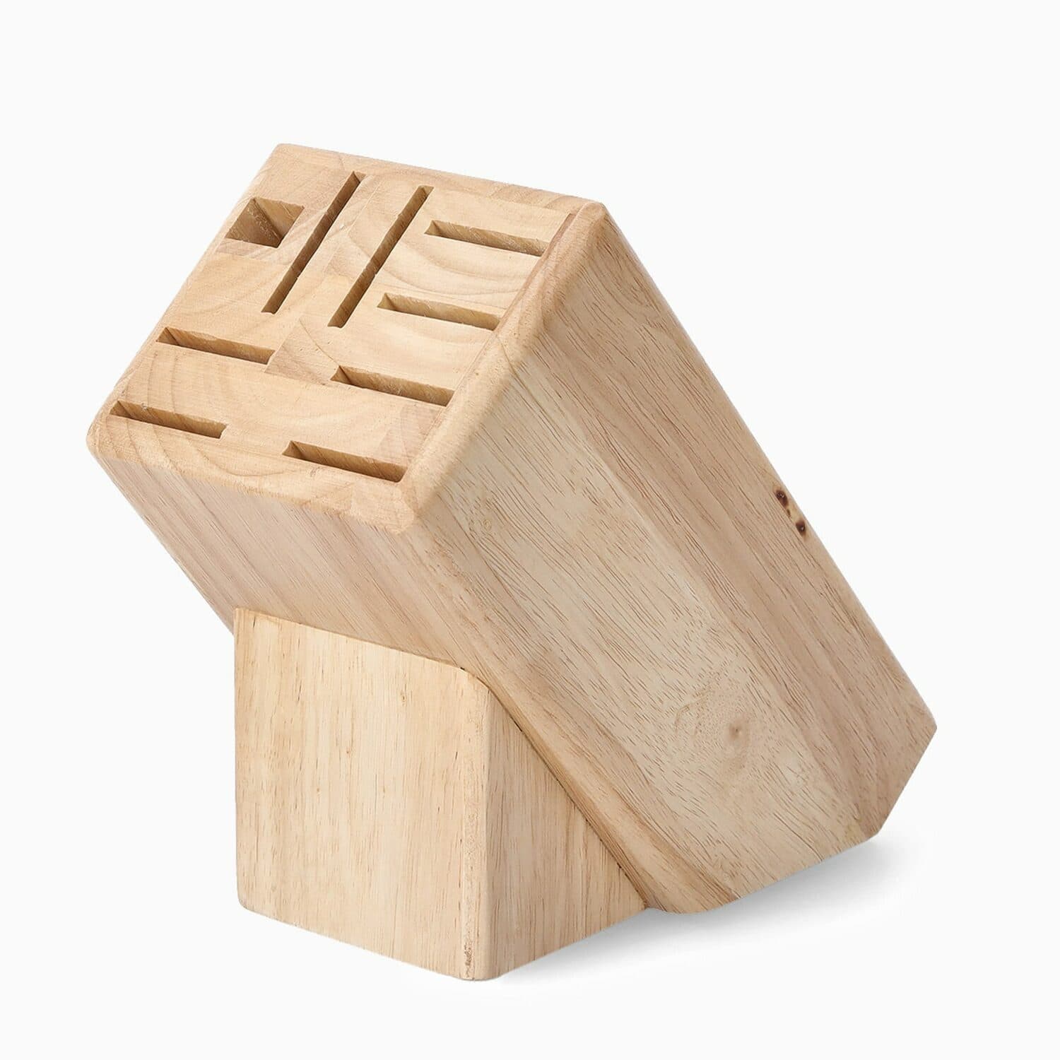 Knivblok i gummitræ - Natur - 12,5cm x 25,5cm x 22cm - Abelone